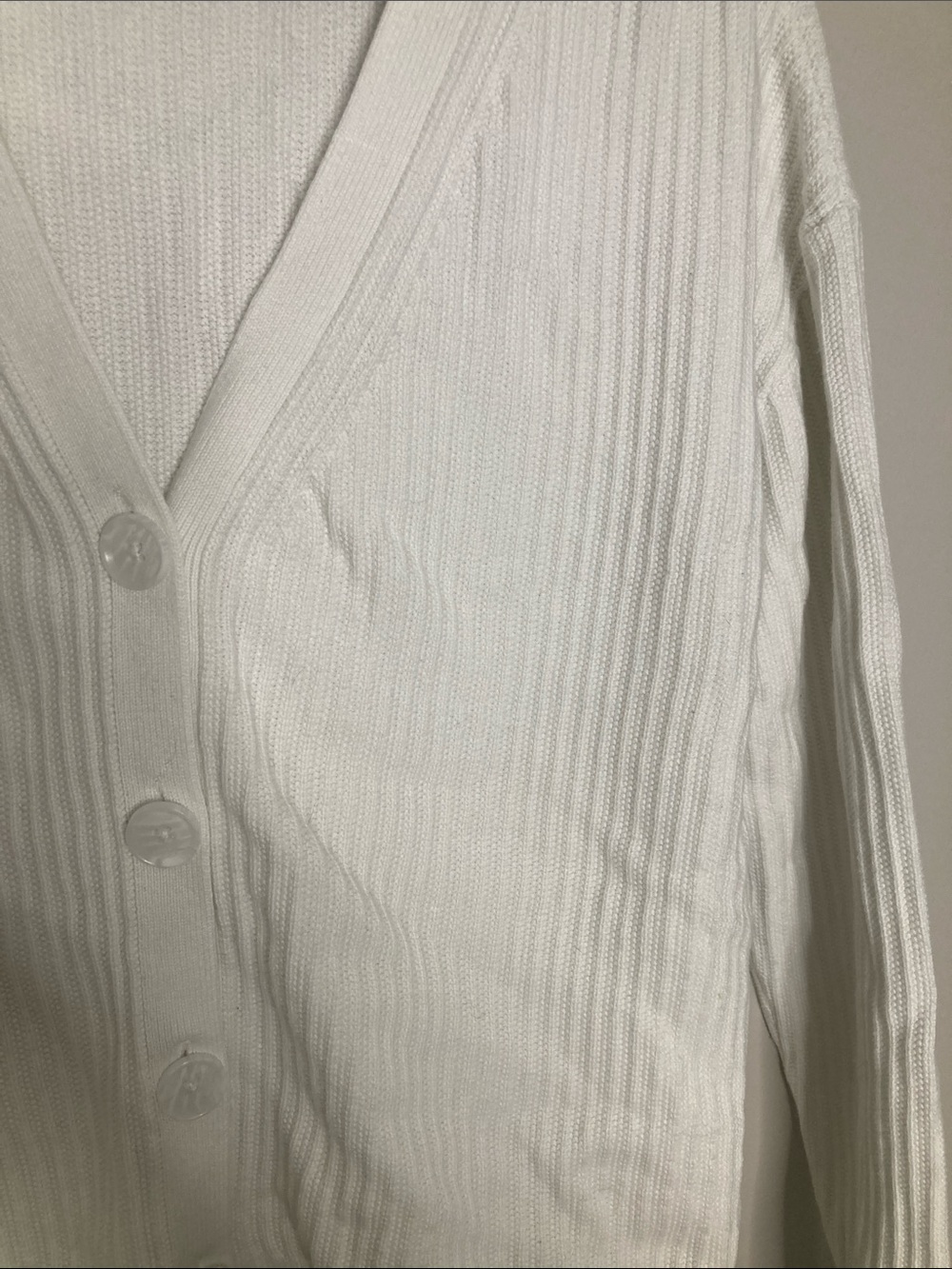 Talbots Cream Ribbed V-Neck Button Front Cardigan M - Picture 5 of 9